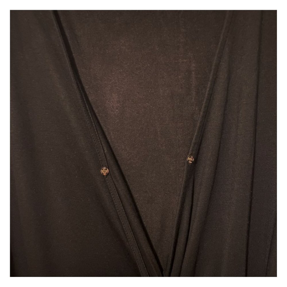 A New Day V-Neck Black Tie Wrap Crossover Short Sleeve Shirt - Picture 5 of 9